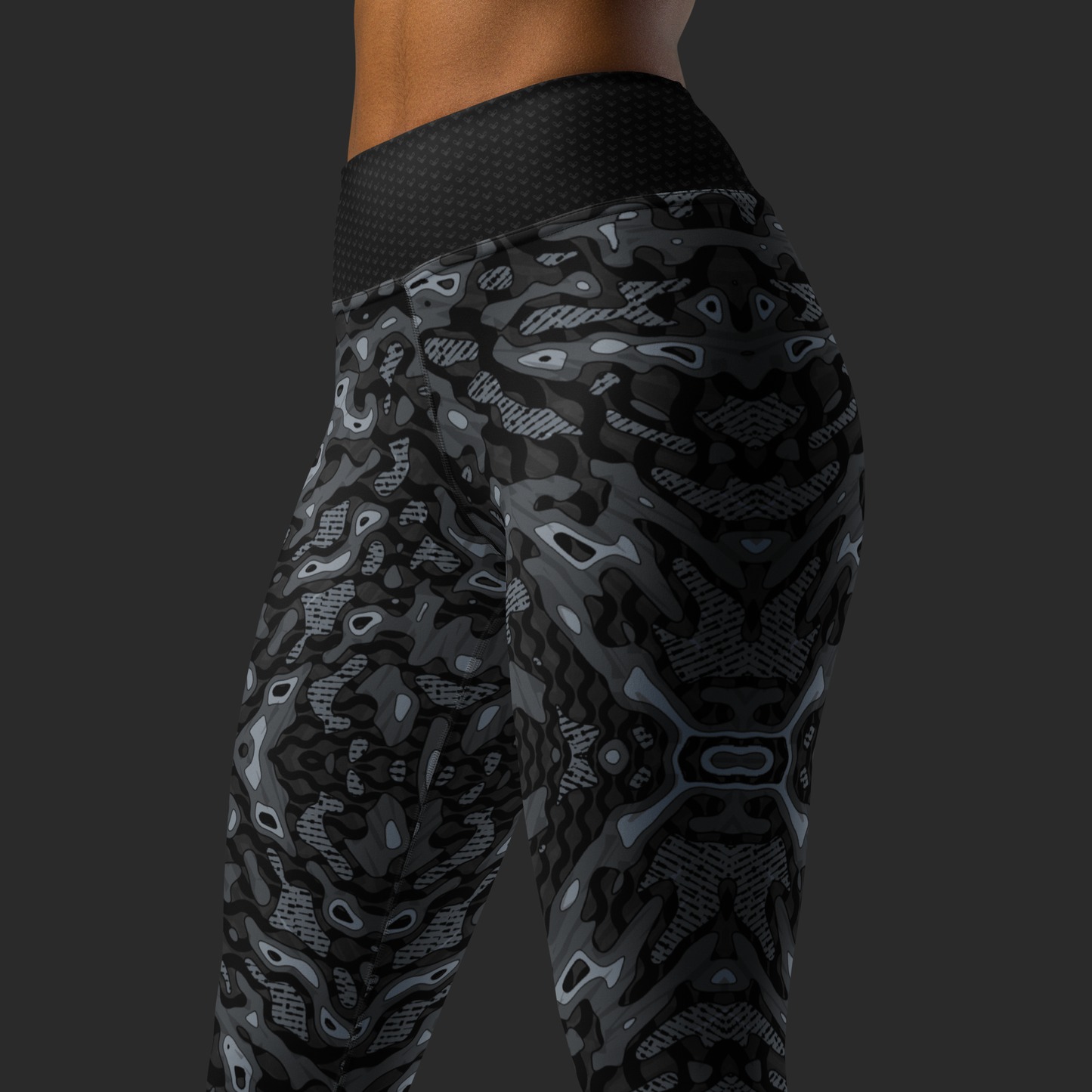 Dark Camo Yoga Leggings - faded blue. Activewear by Keplove