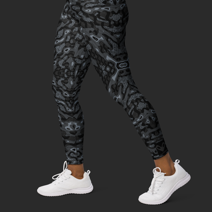 Dark Camo Yoga Leggings - faded blue. Activewear by Keplove