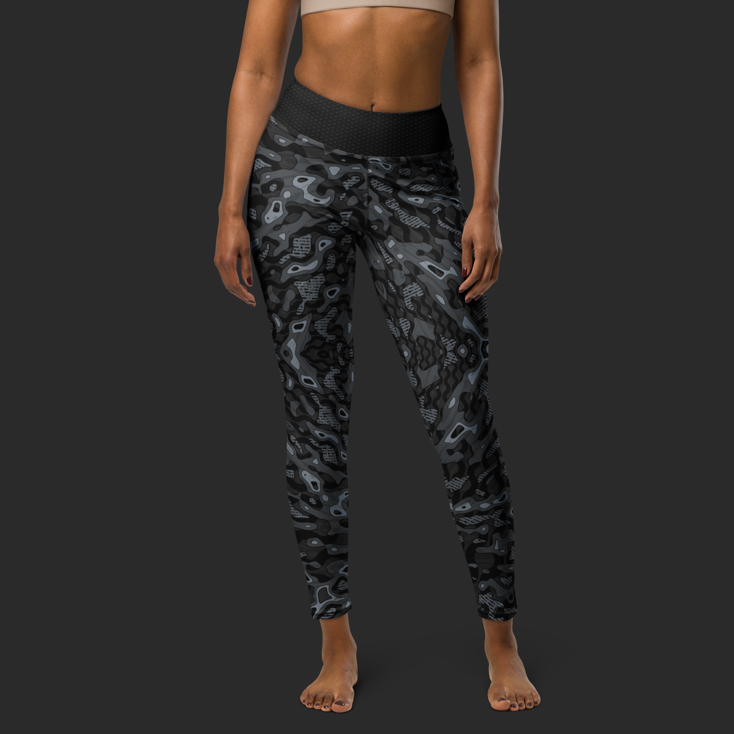 Dark Camo Yoga Leggings - faded blue. Activewear by Keplove