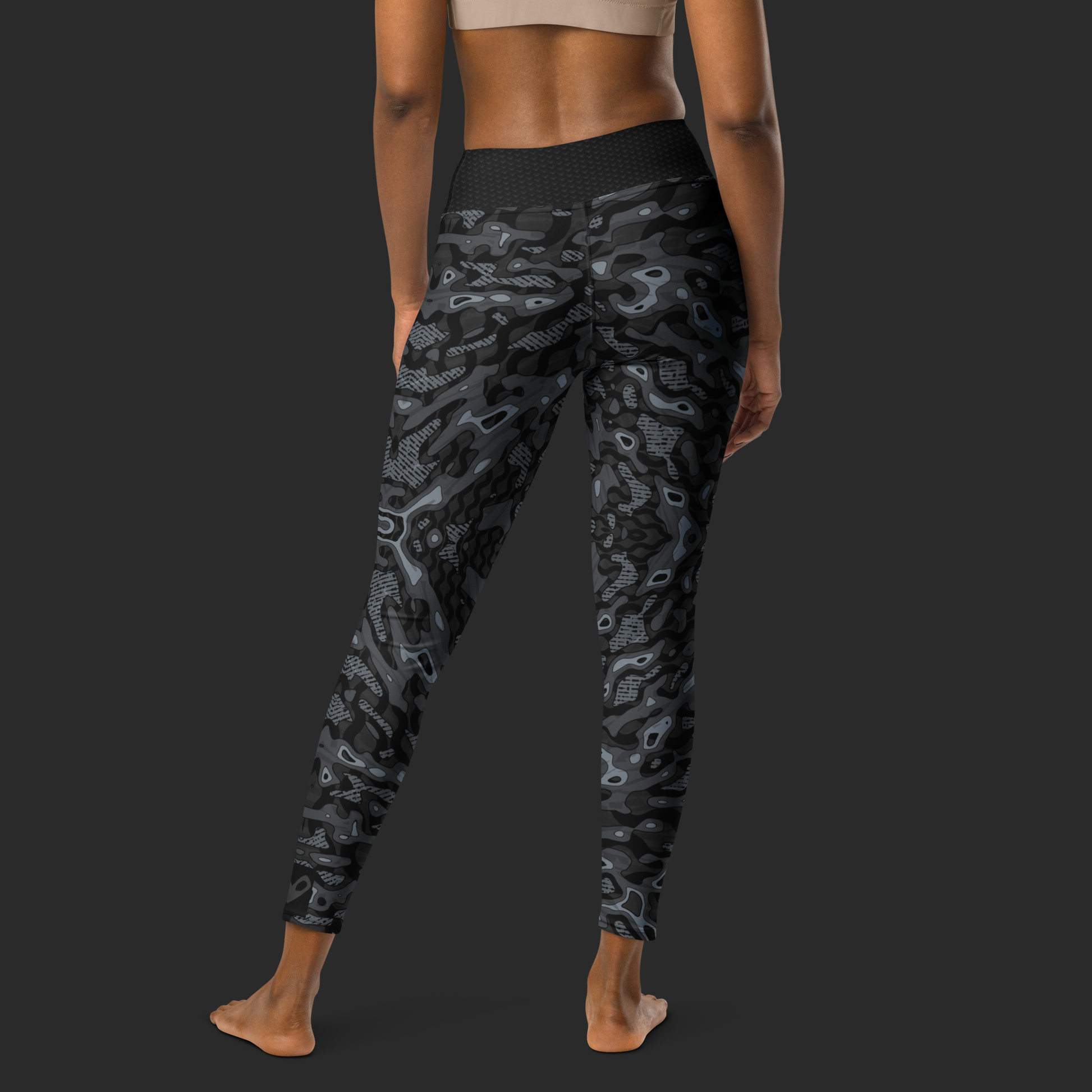 Dark Camo Yoga Leggings - faded blue. Activewear by Keplove