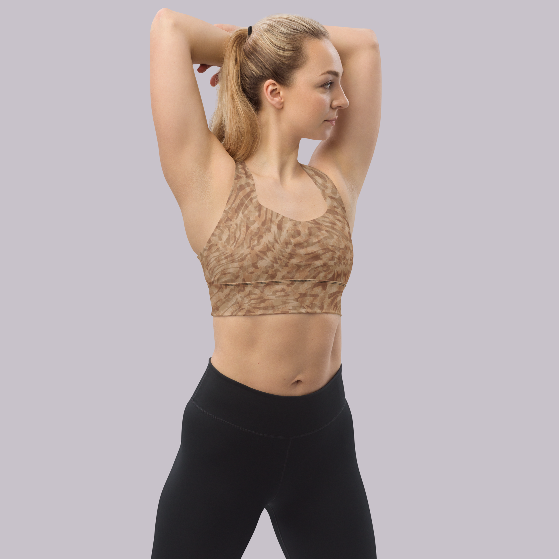 Desert Pattern Longline sports bra. Activewear by Keplove