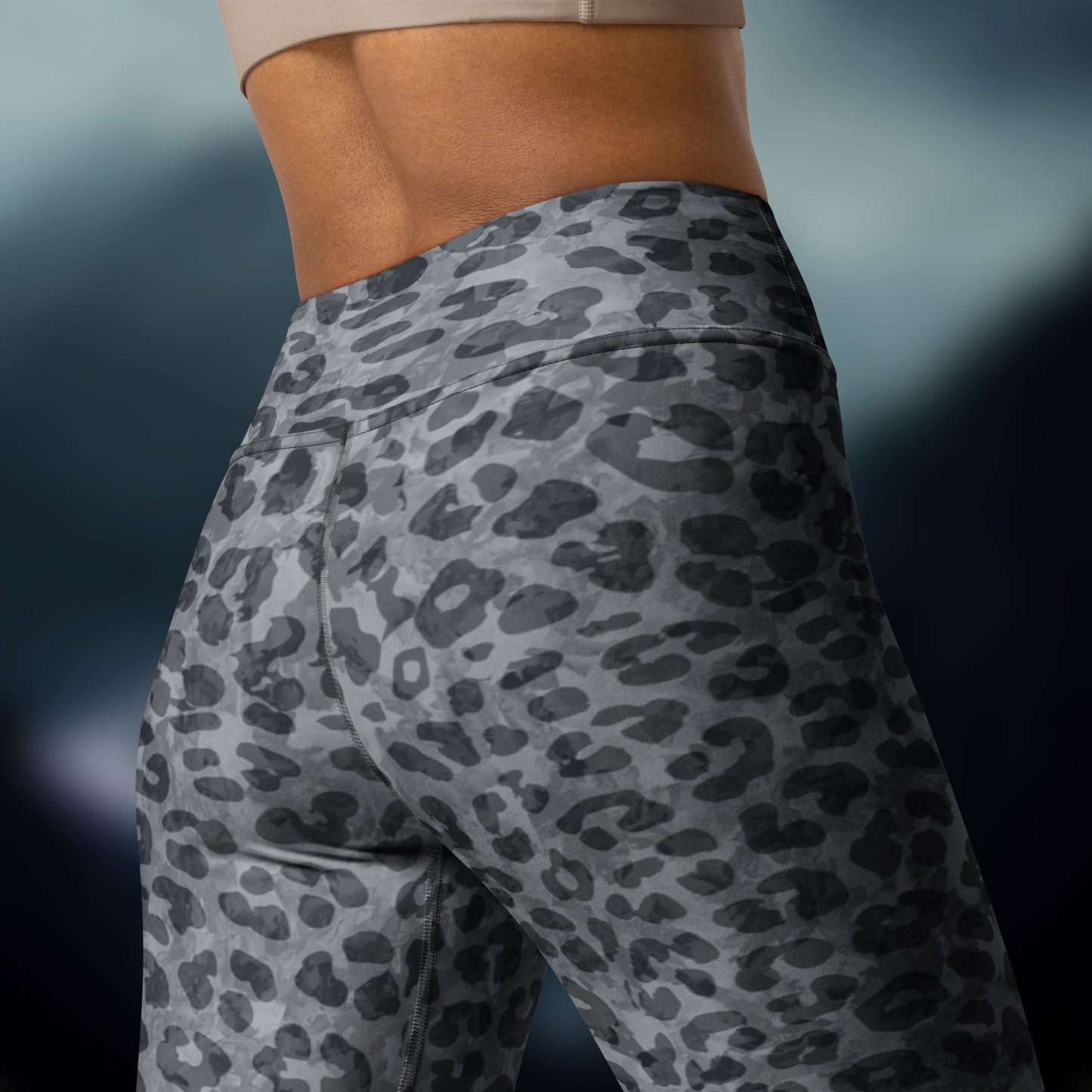 Leopard print, blue gray - Yoga Leggings. Activewear by Keplove