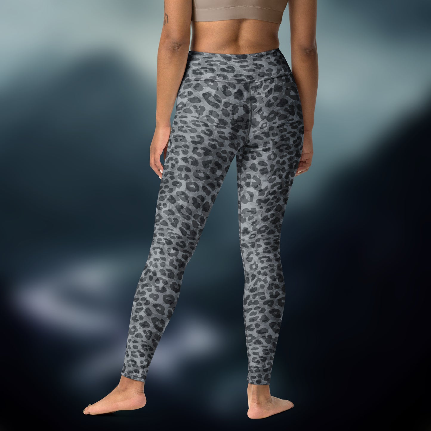 Leopard print, blue gray - Yoga Leggings. Activewear by Keplove