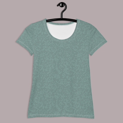 Mystic Green Animal Print Women's Athletic T-shirt. Activewear by Keplove