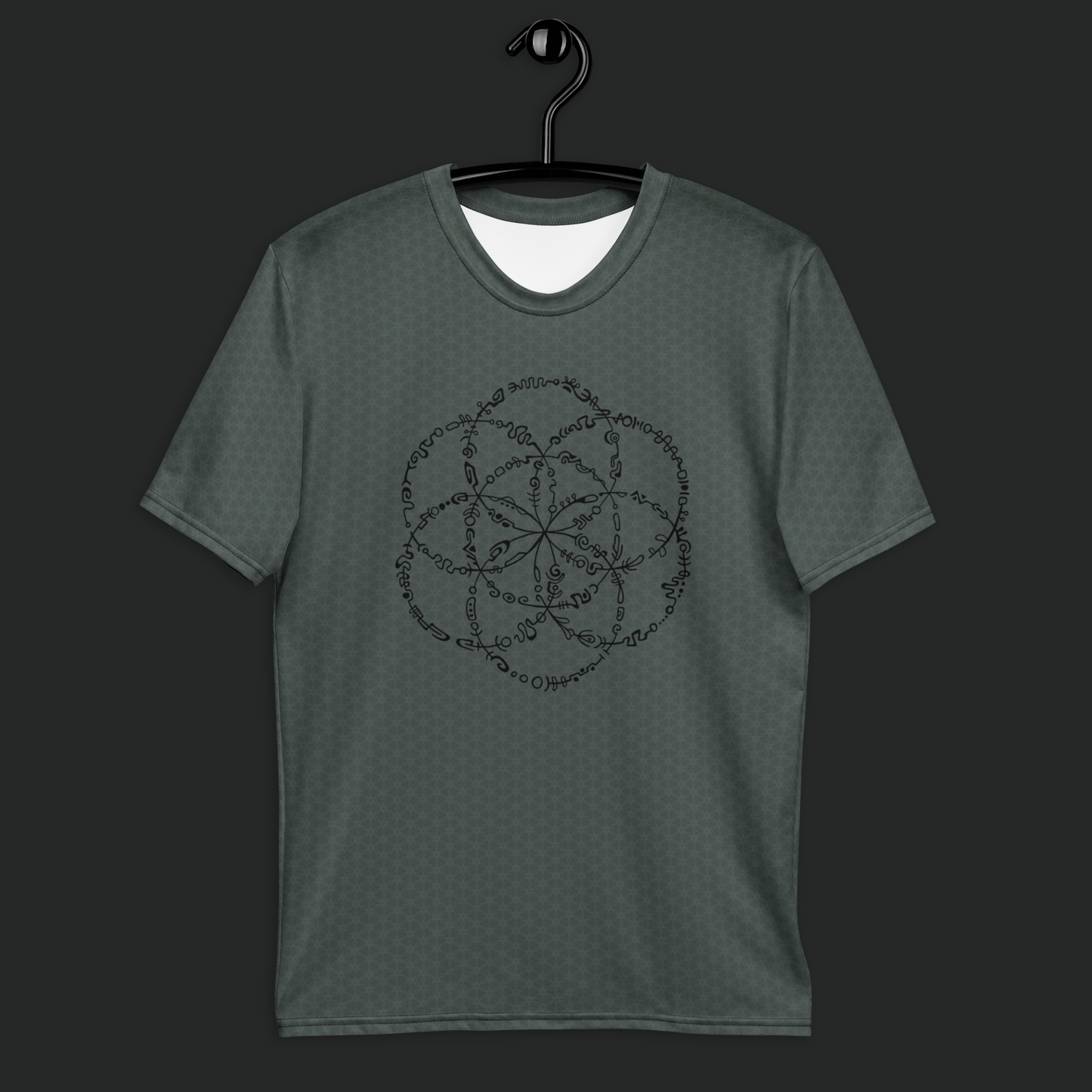 Seed of Life Men's t-shirt - Olive green pattern. Activewear by Keplove