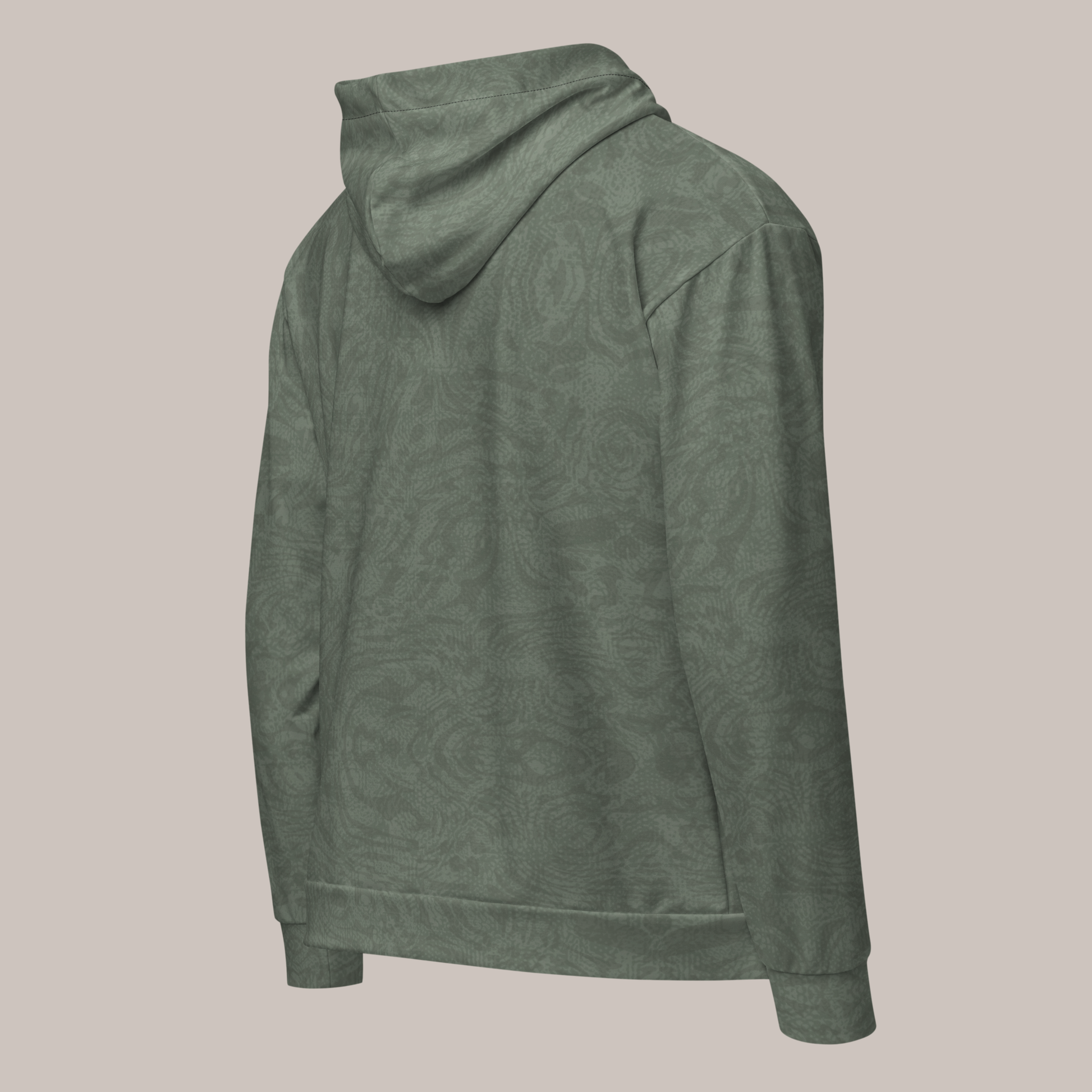 Tech Pattern Unisex zip hoodie - Olive green. Activewear by Keplove