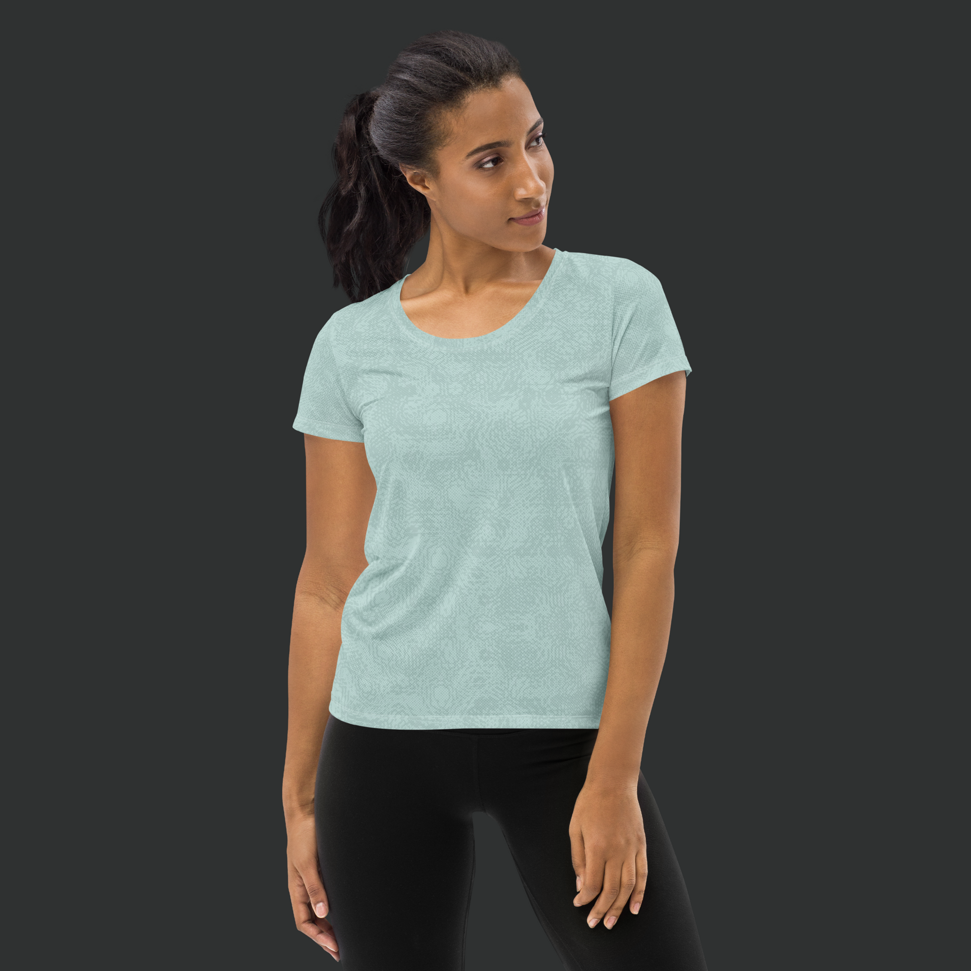 Tech Pattern Women's Athletic T-shirt - Turquoise. Activewear by Keplove