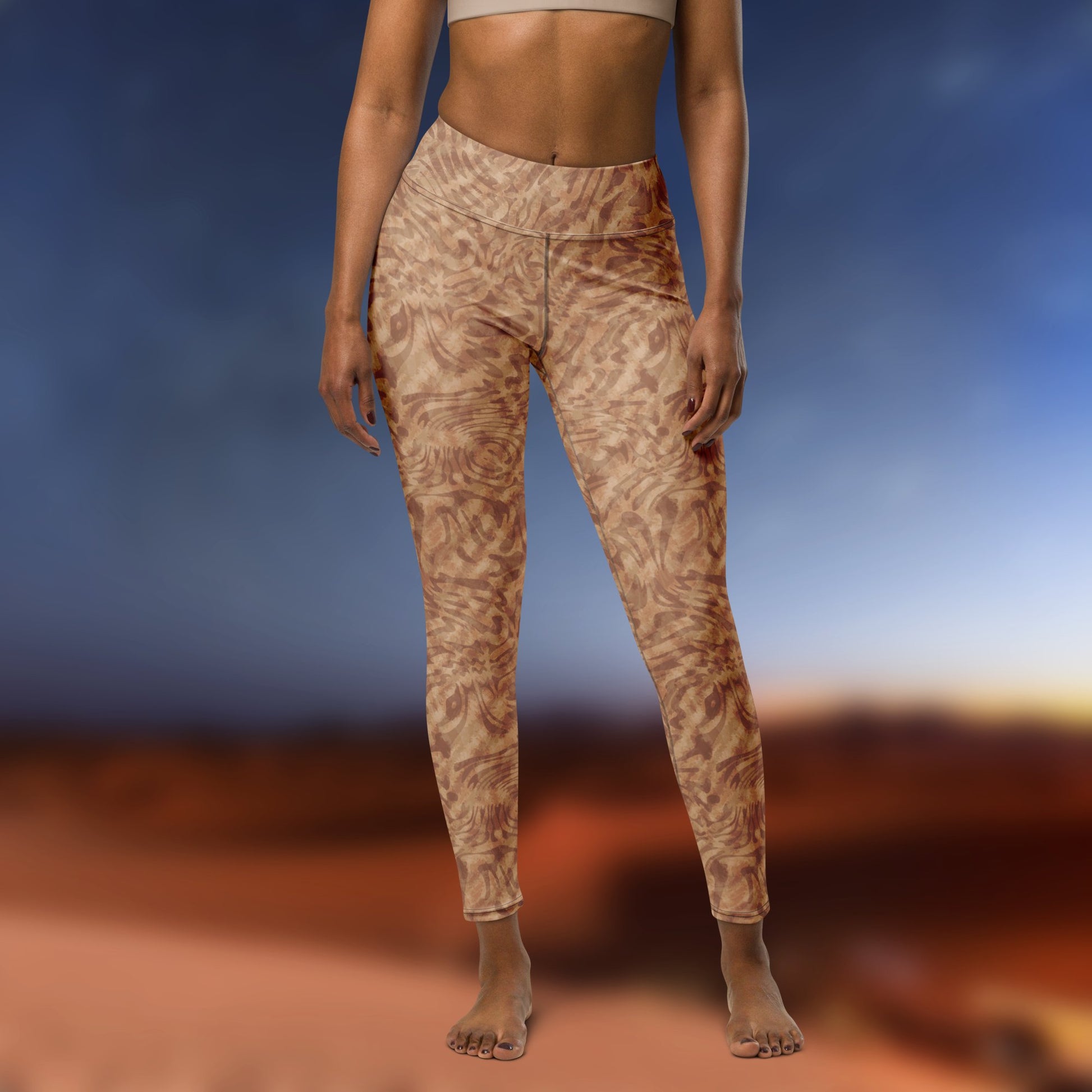 Tiger pattern full print Yoga Leggings - desert. Activewear by Keplove